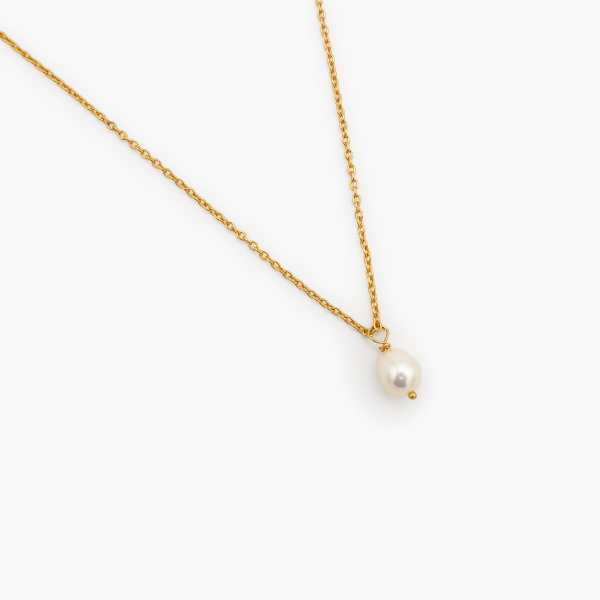 Collier perle fine or Perla avec perle de culture tissée par Lili Madame Dorée